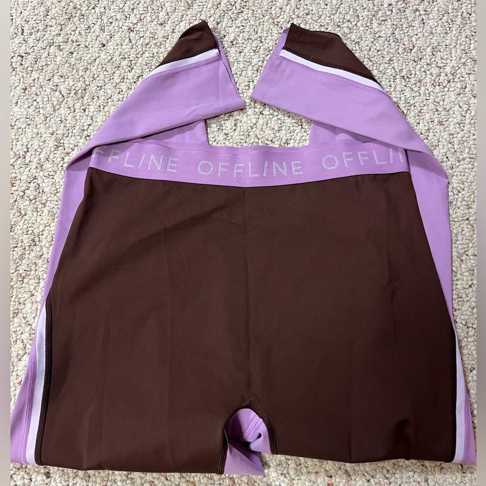 Offline by Aerie Brown and Lavender Sports bra and leggings set - Picture 8 of 12